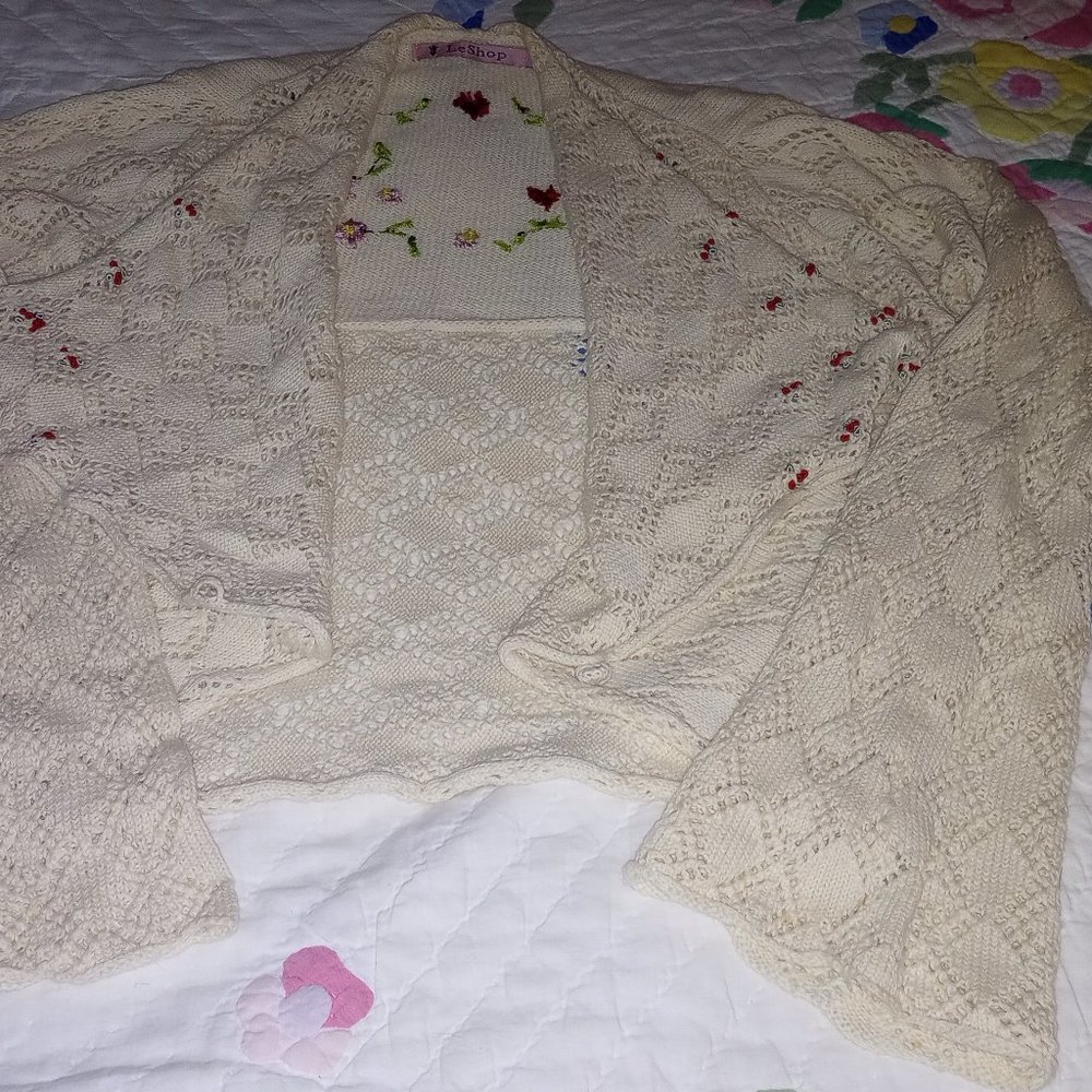 LeShop Embroidered Shrug Sweater ~L~